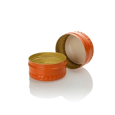 Tampas de garrafa de alumínio laranja de 28 mm
